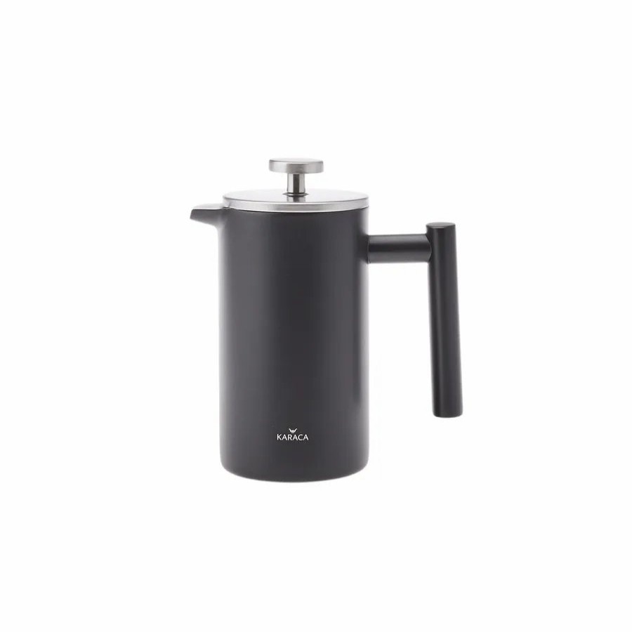 French Press | Karaca Karaca Stainless Steel Double Wall French Press, 350Ml, Matte Black Silver