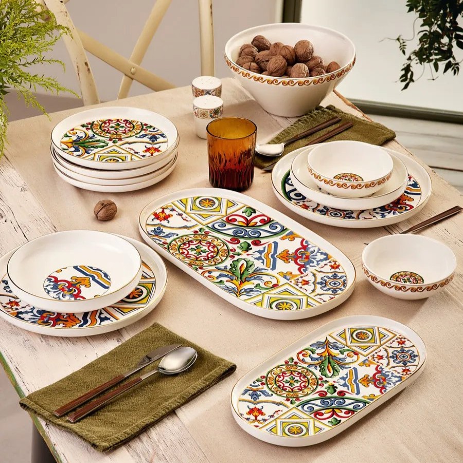 New Generation Bone China Dinner Sets | Karaca Karaca Streamline Milano 59-Piece New Generation Bone China Dinner Set For 12 People, White Multi