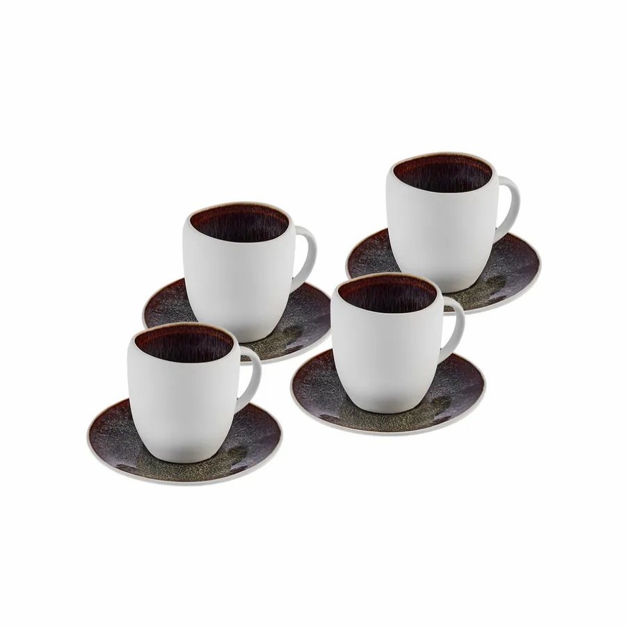 Espresso&Turkish Coffee Cup Sets | Karaca Karaca 8 Piece Galactic Reactive Glaze Espresso Turkish Coffee Cup Set For 4 People, 100Ml, White Multi