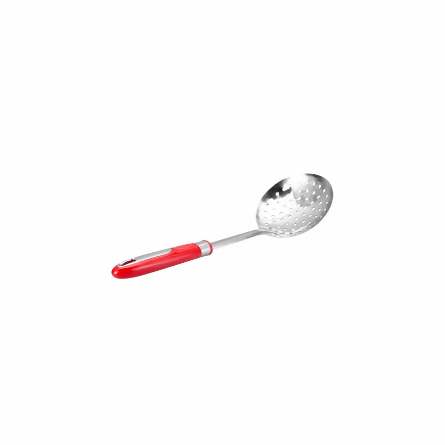 Kitchen Utensils | Karaca Karaca Retro Stainless Steel Skimmer, 32Cm, Red Silver