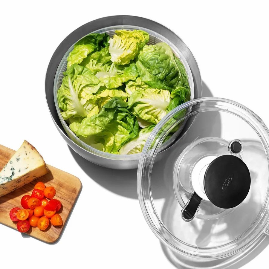 Kitchen Gadgets | Oxo Oxo Stainless Steel Salad Spinner, 10.5Cmx10.5Cmx8Cm, Inox Black