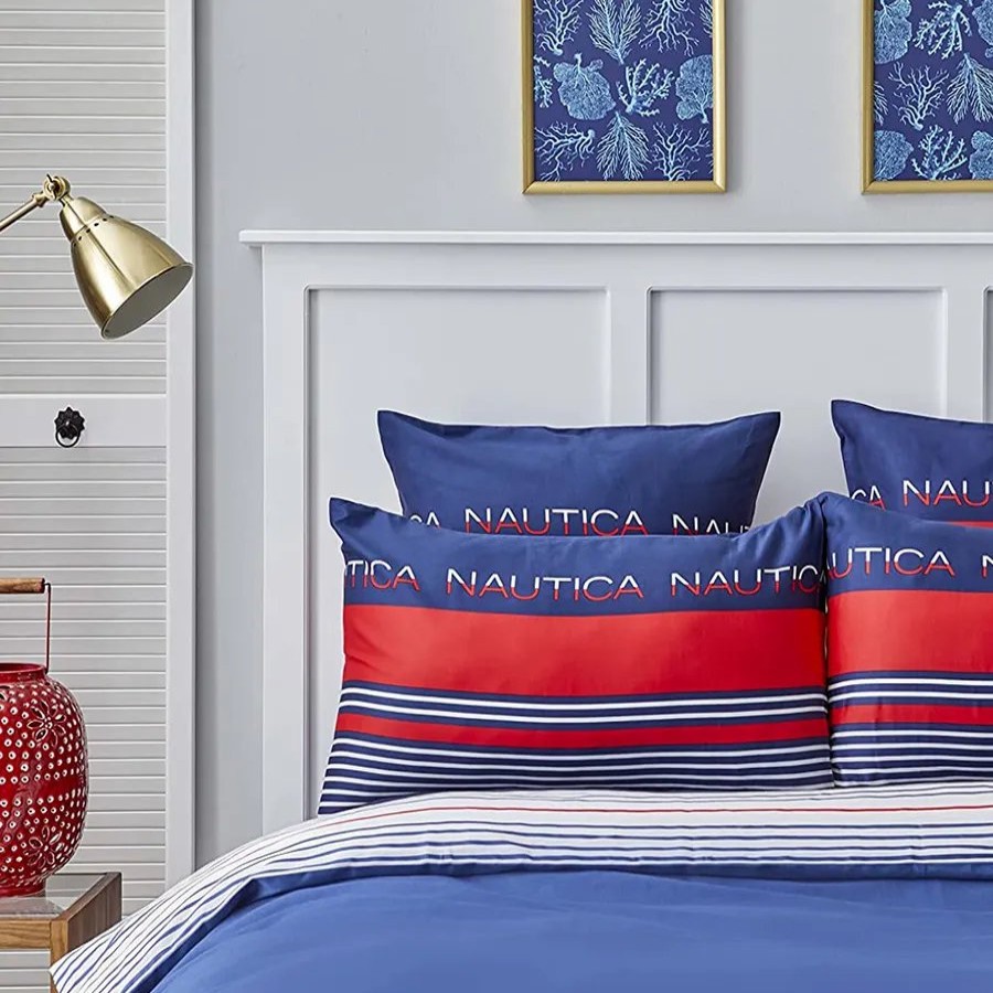 Duvet Cover Sets | Nautica Home Nautica Drifting 100% Turkish Cotton Duvet Cover Set, Single, 140Cmx200Cm, Navy Blue Multi