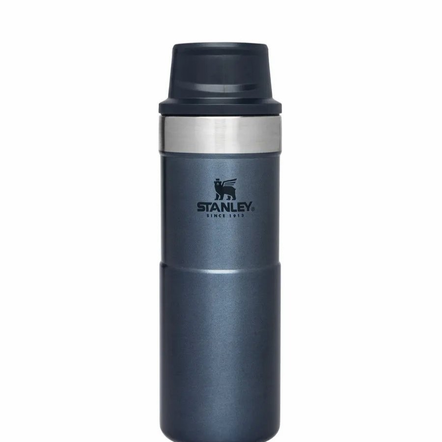 Stainless Steel Flasks | Stanley Stanley Trigger-Action Stainless Steel Travel Mug, 0.35L, Navy Blue