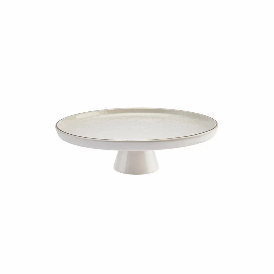 Serveware Sets | Karaca Karaca Calvin Ceramic Cake Stand, 23Cm, White Gold