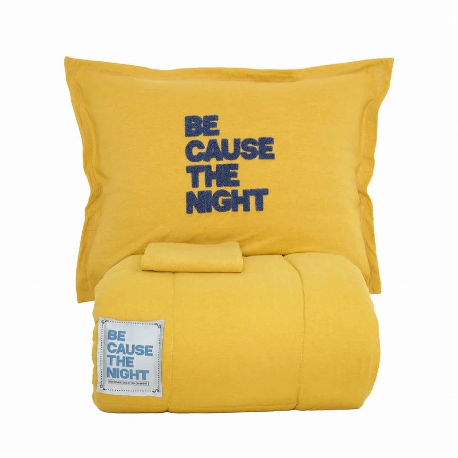 Duvets | Karaca Home Karaca Home Motto Cotton Comfort Duvet Set With Bed Sheet, Single, Mustard