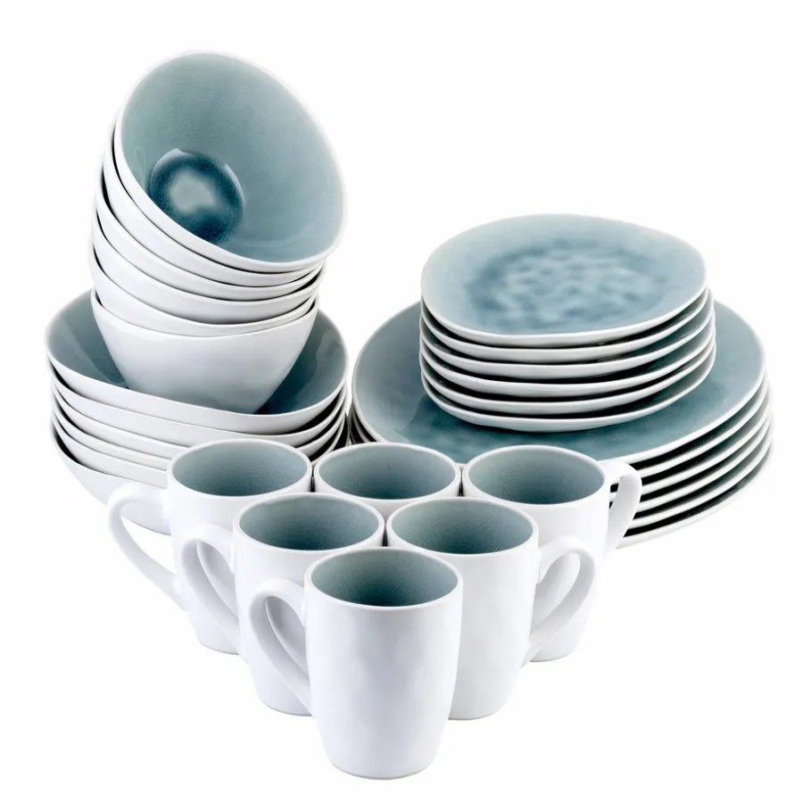 Reactive Glaze Dinner Sets | Karaca Karaca 30-Piece Reactive Glaze Dinner Set For 6 People, Turquoise