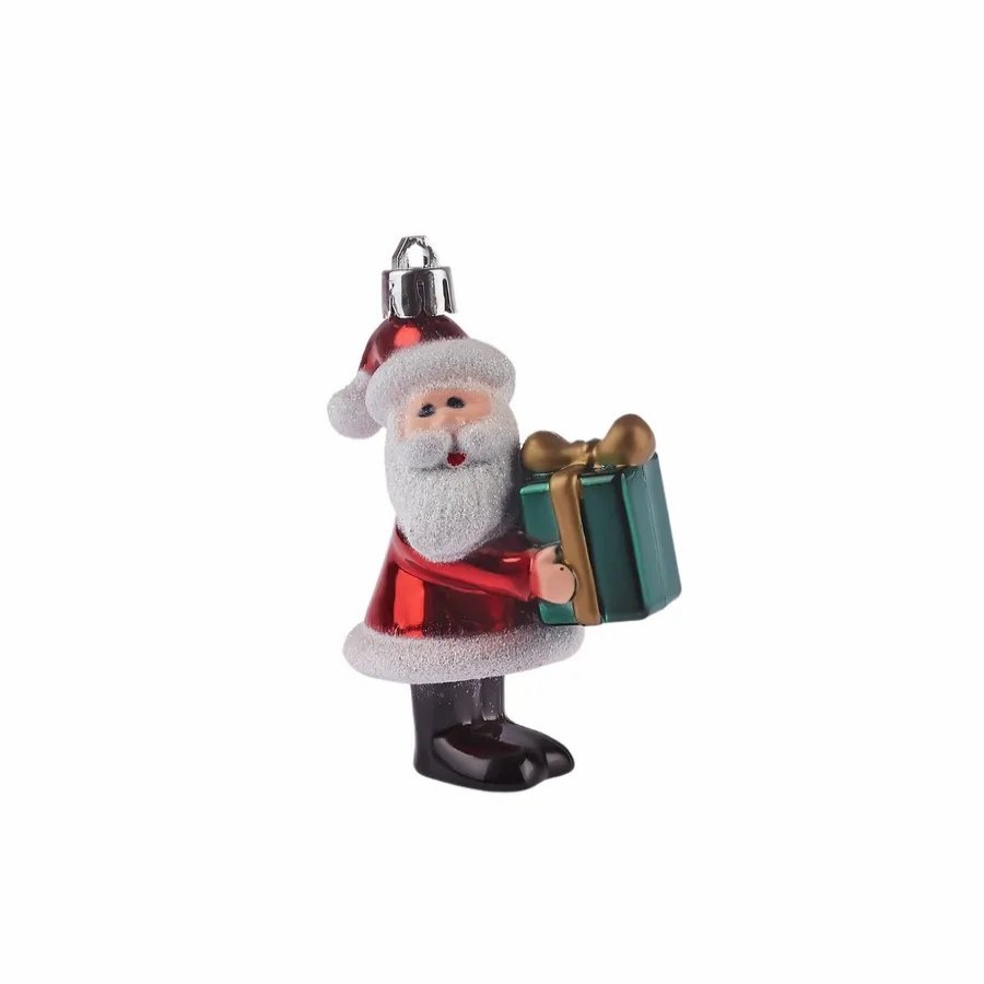 Ornaments | Karaca Home Karaca New Year Christmas Santa With Gift Tree Decoration Set, 3 Piece, 8.5Cm, Red Multi