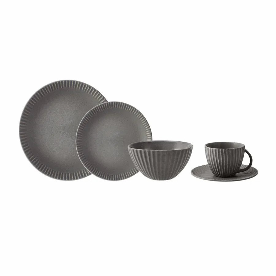 Stoneware Dinner Sets | Karaca Karaca Sendai 20-Piece Stoneware Handmade Dinner Set For 4 People, Grey