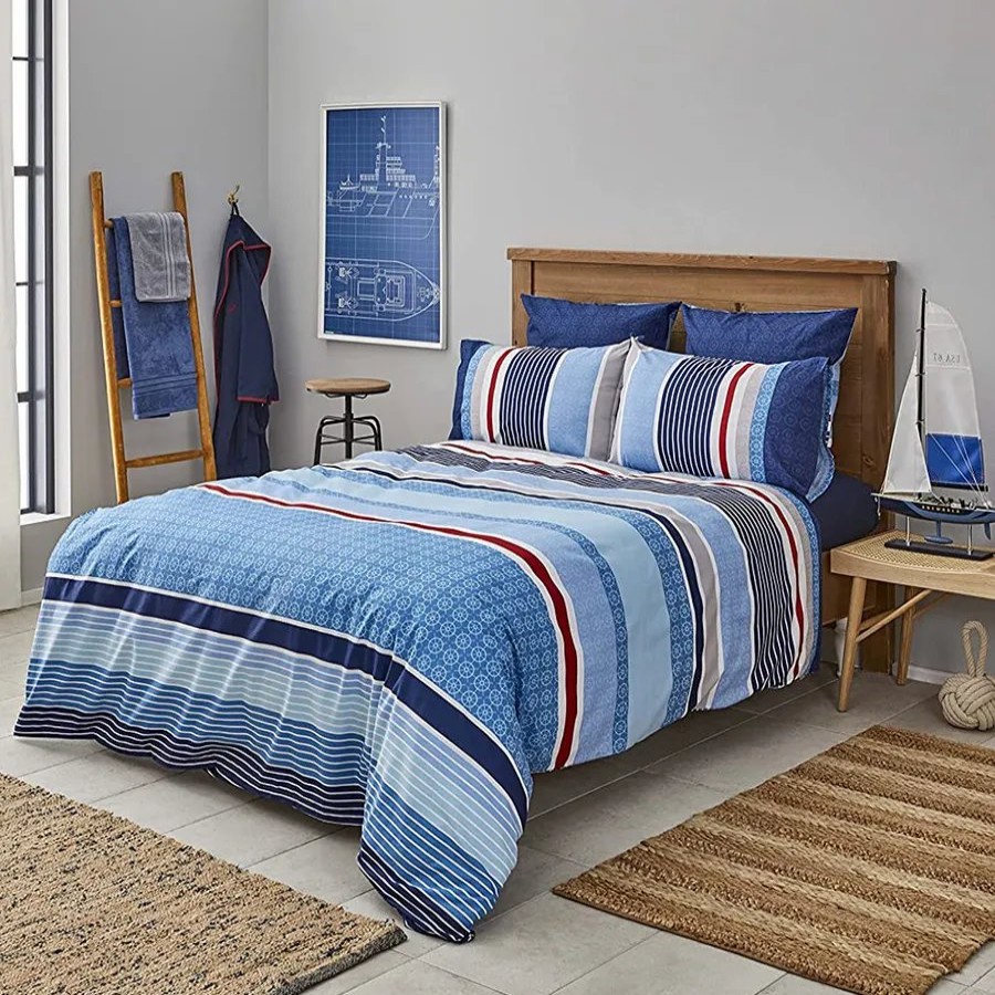 Duvet Cover Sets | Nautica Home Nautica Spinning 100% Turkish Cotton Duvet Cover Set, King, 230Cmx220Cm, Blue Multi