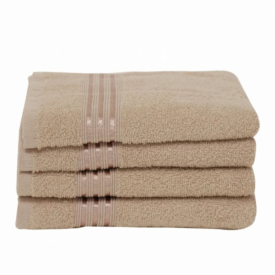 Towel Sets | Karaca Home Karaca Home Stripe Towel Set, 4 Piece, 50Cmx90Cm, Beige