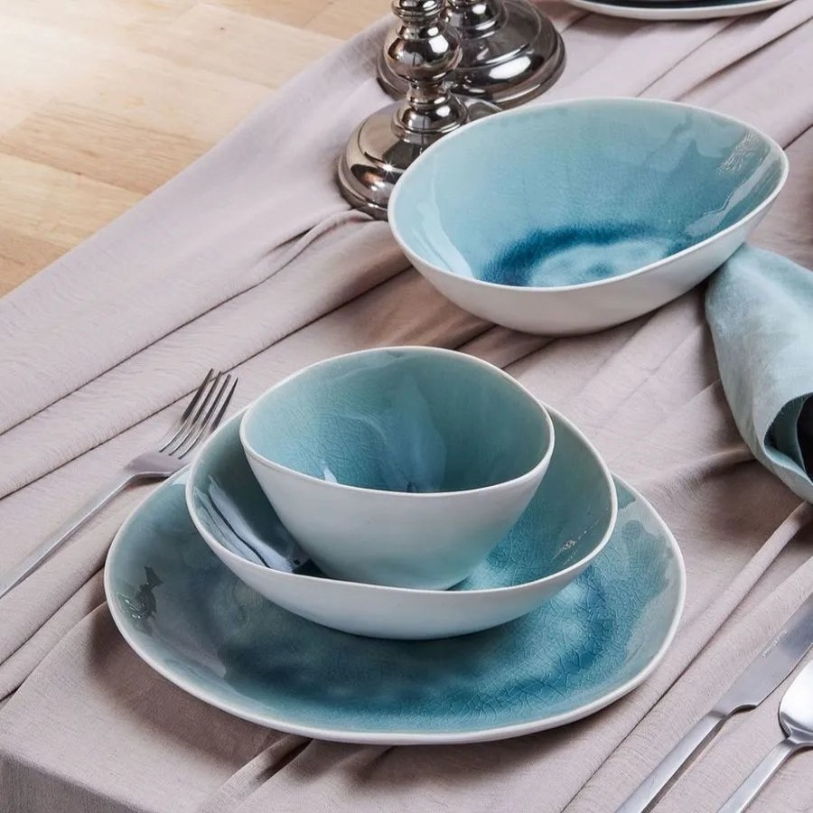 Reactive Glaze Dinner Sets | Karaca Karaca 24-Piece Reactive Glaze Dinner Set For 6 People, Turquoise