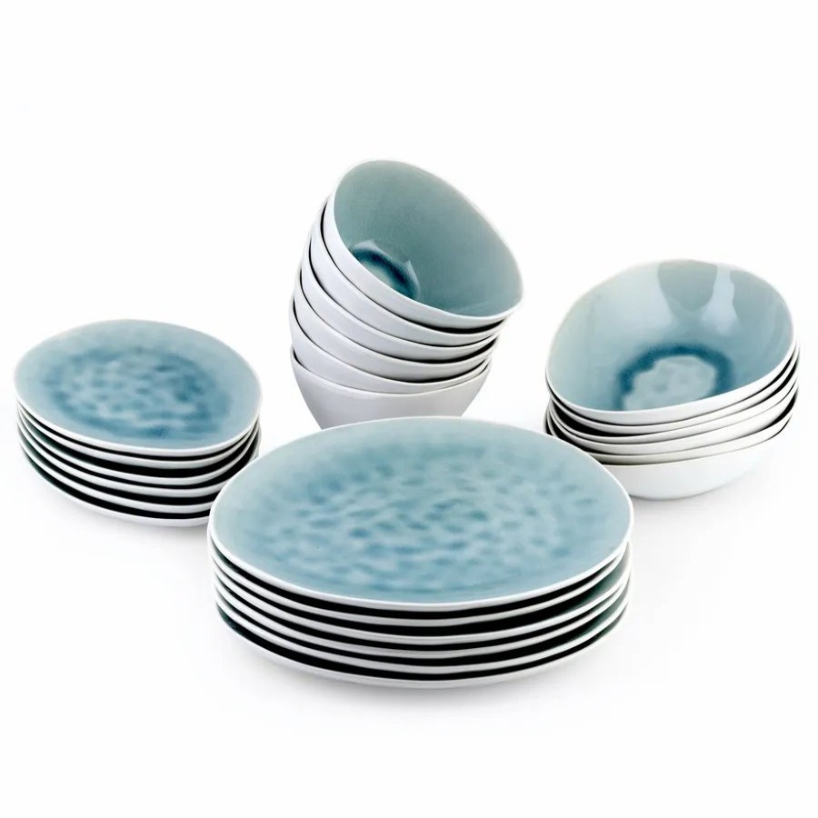 Reactive Glaze Dinner Sets | Karaca Karaca 24-Piece Reactive Glaze Dinner Set For 6 People, Turquoise