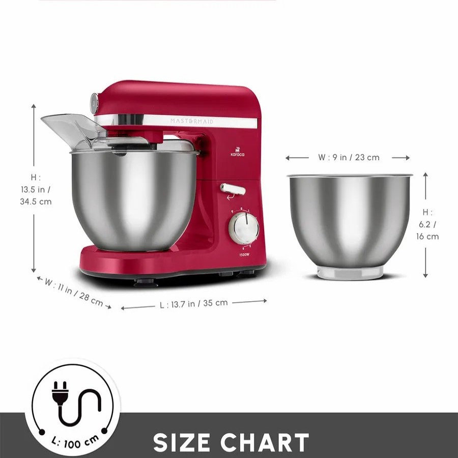 Stand Mixers | Karaca Karaca Mastermaid Chef Pro Zero Side Tech Stand Mixer, 1500W, 5L, Red