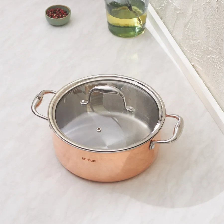 Pots | Karaca Karaca 3Ply Powersteel Copper Stockpot With Lid, 4.6L, Copper