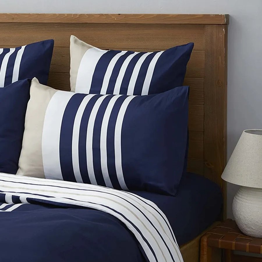 Duvet Cover Sets | Nautica Home Nautica Aport 100% Turkish Cotton Duvet Cover Set, Super King, 260Cmx220Cm, Navy Blue Multi