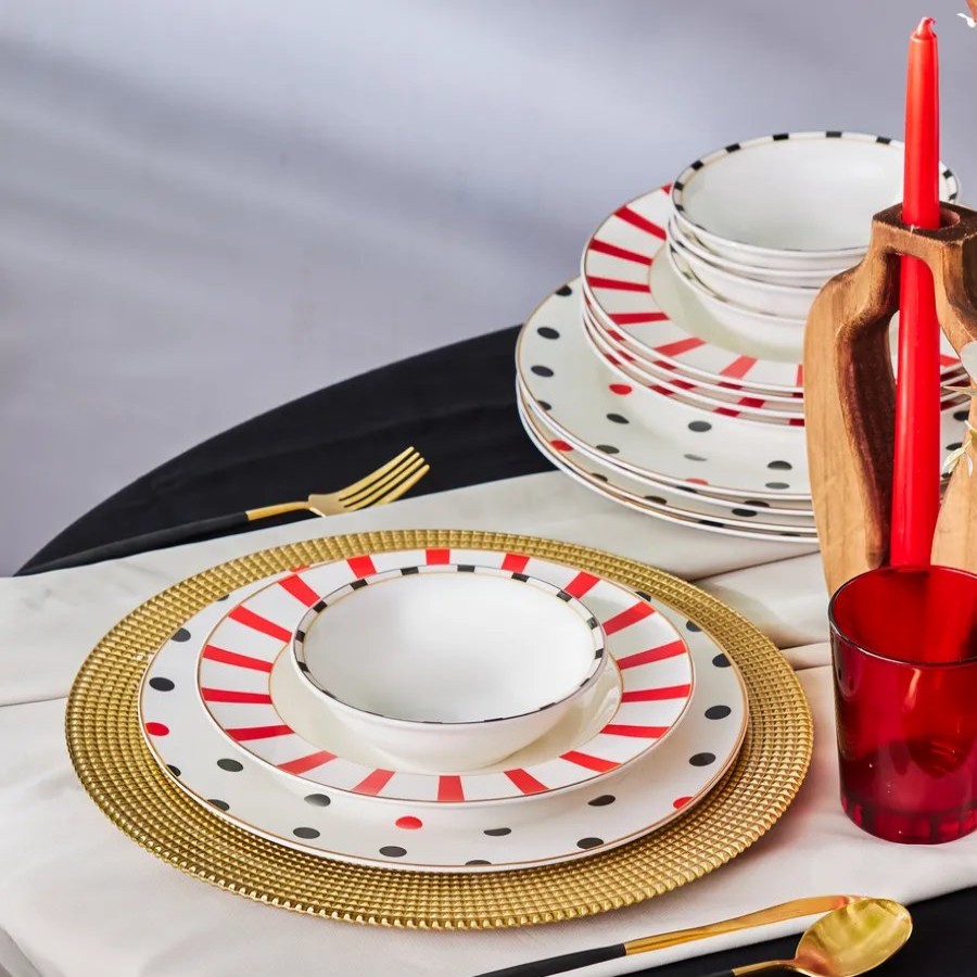 Porcelain Dinner Sets | Karaca Karaca Drop 18-Piece Porcelain Dinner Set For 6 People, Multi