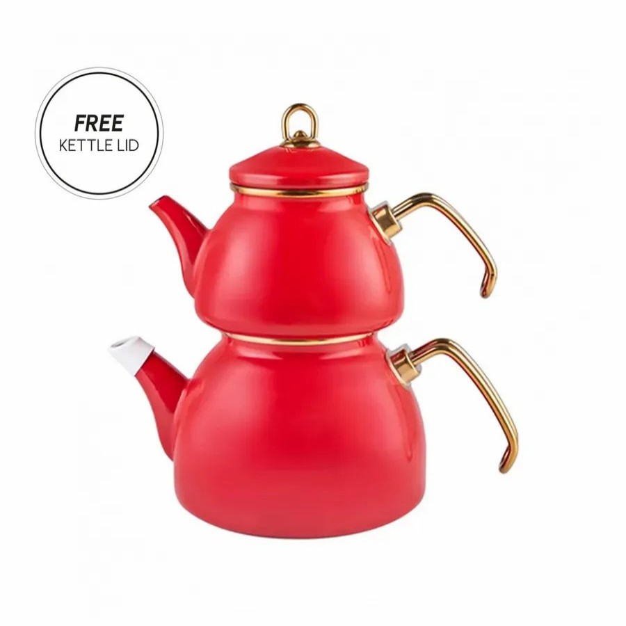 Turkish Teapots | Karaca Karaca Retro Enamel Induction Teapot Set, Red