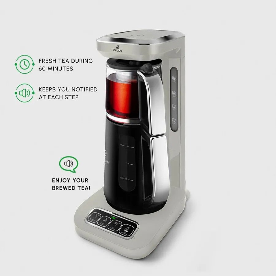 Tea Machines | Karaca Karaca Caysever Robotea Pro 4 In 1 Talking Automatic Tea Maker Kettle And Filter Coffee Maker, 2500W, Starlight