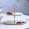 Serveware Sets | Karaca Karaca Calvin Ceramic 2-Tier Cake Stand, 28Cm, White Gold