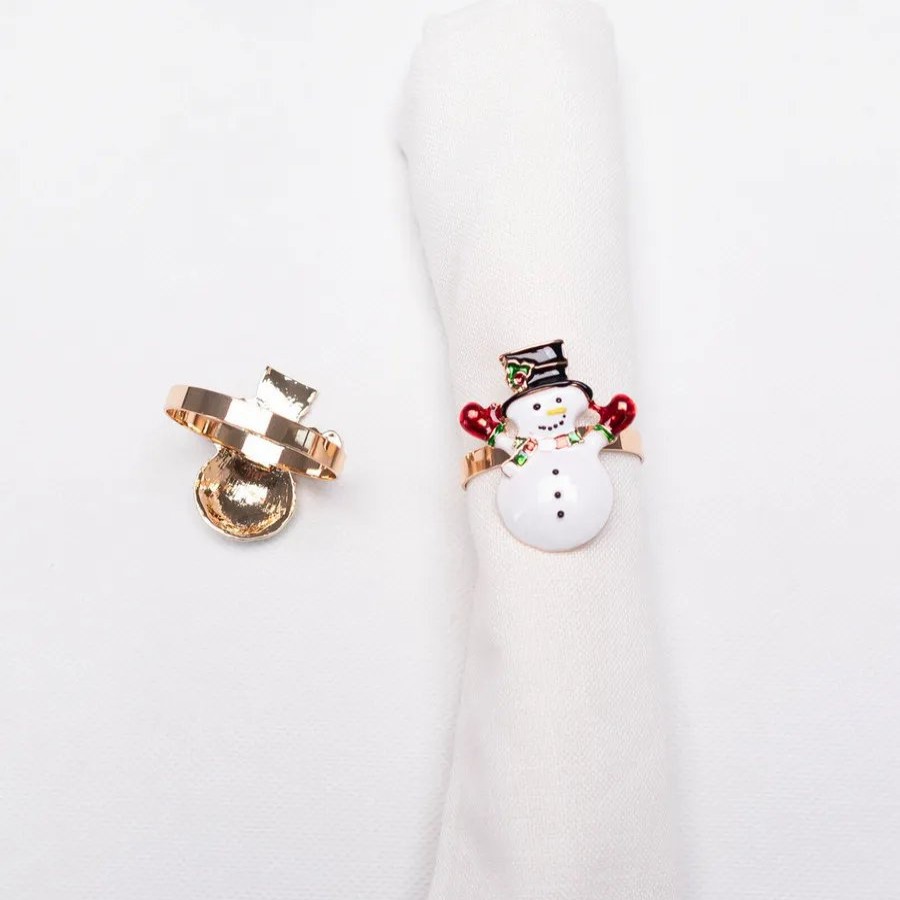 Napkin Rings | Karaca Home Karaca Home New Year Christmas Snowman Metal Napkin Ring Set, 2 Piece, Multi