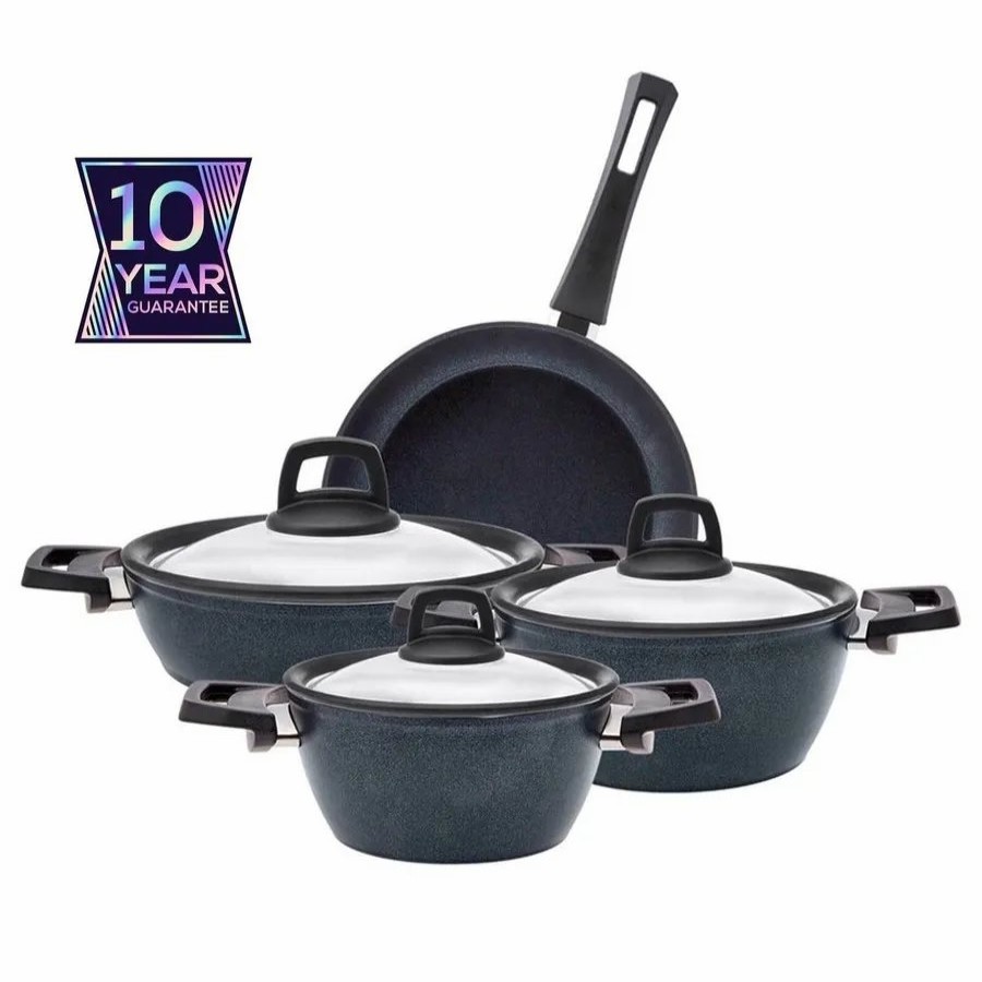 Biodiamond Cookware Sets | Karaca Karaca Biodiamond Powerful 7-Piece Antibacterial Handle Cookware Set, Black