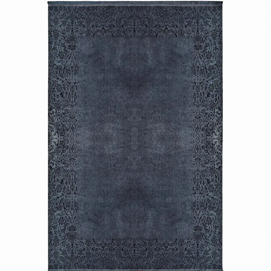 Modern Rugs | Kasmir Rugs Kasmir Rugs Viscose Premium Damask Rug, 80Cmx150Cm, Anthracite