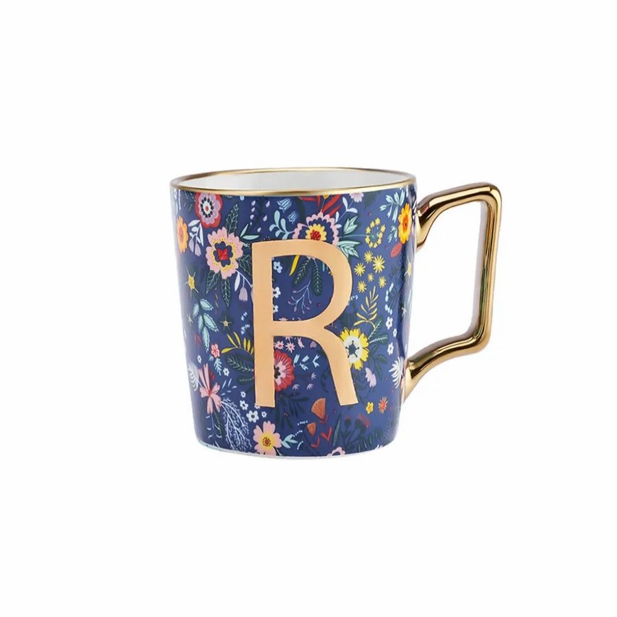 Mugs | Karaca Karaca Flower Porcelain Letter R Mug, 350Ml, Multi