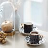 Espresso&Turkish Coffee Cup Sets | Karaca Karaca Monochrome 8 Piece Porcelain Espresso Turkish Coffee Cup Set For 4 People, 90Ml, Black White Gold