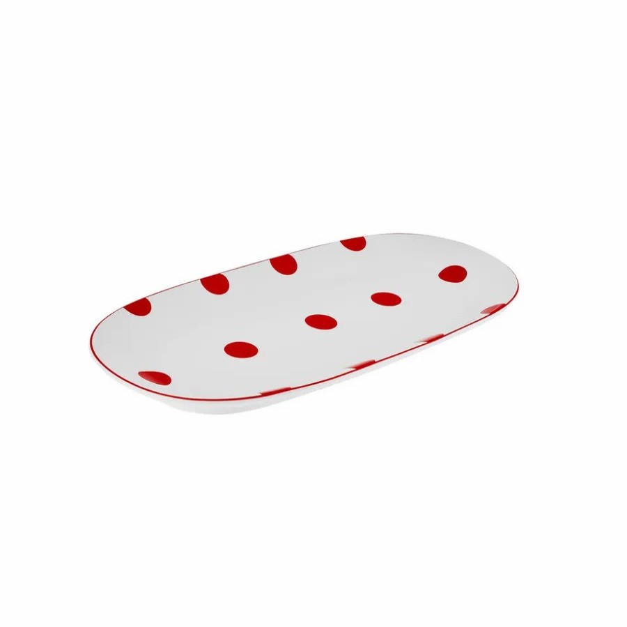 Serving Platters | Karaca Karaca Polka Dot Porcelain Serving Platter, 26Cm, White Multi