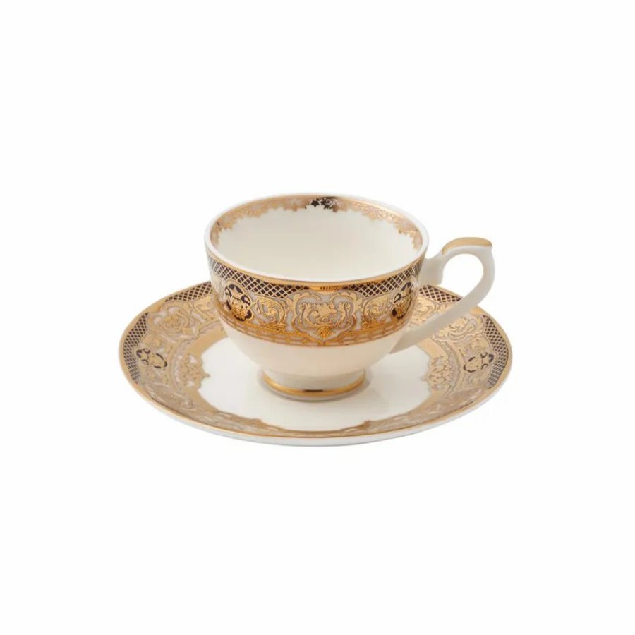 Espresso&Turkish Coffee Cup Sets | Weimar Weimar Hilda Of Nassau 12 Piece Fine Bone Coffee Cup And Saucer Set For 6 People, 90Ml, White Gold