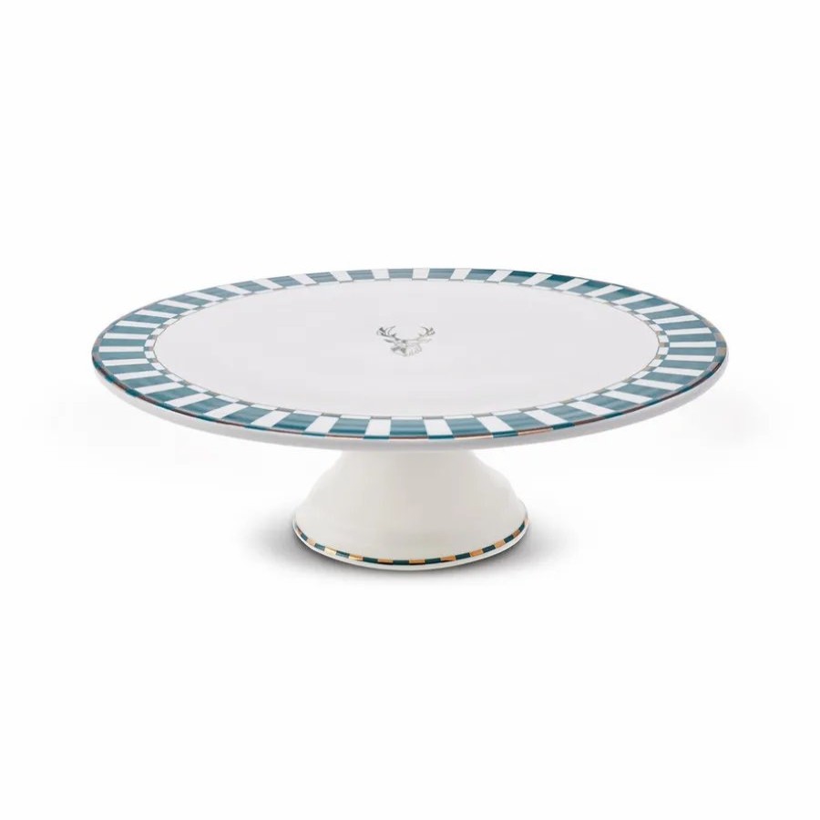 Serving Platters | Karaca Karaca Aries Porcelain Cake Stand, 31Cm, Green Multi