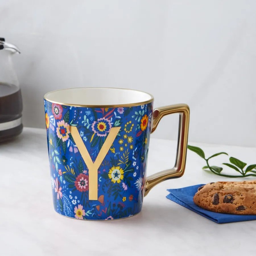 Mugs | Karaca Karaca Flower Porcelain Letter Y Mug, 350Ml, Multi