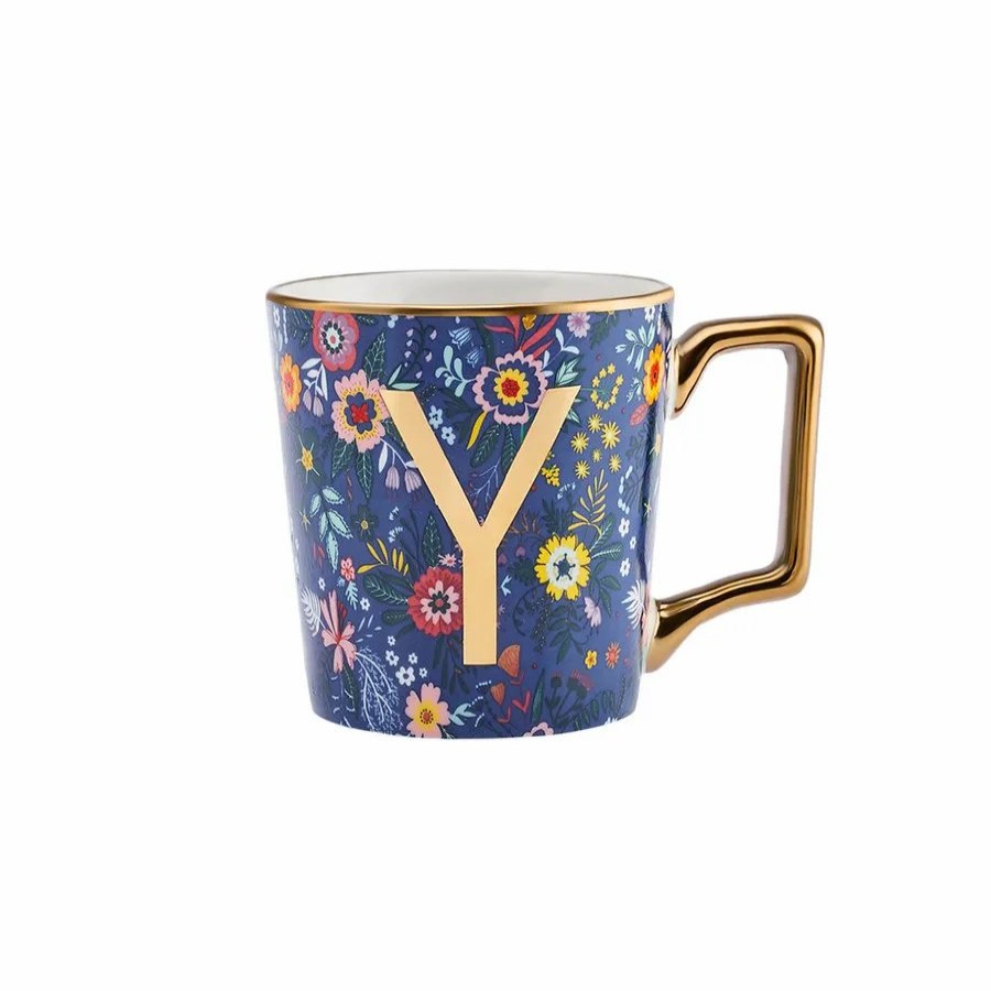 Mugs | Karaca Karaca Flower Porcelain Letter Y Mug, 350Ml, Multi