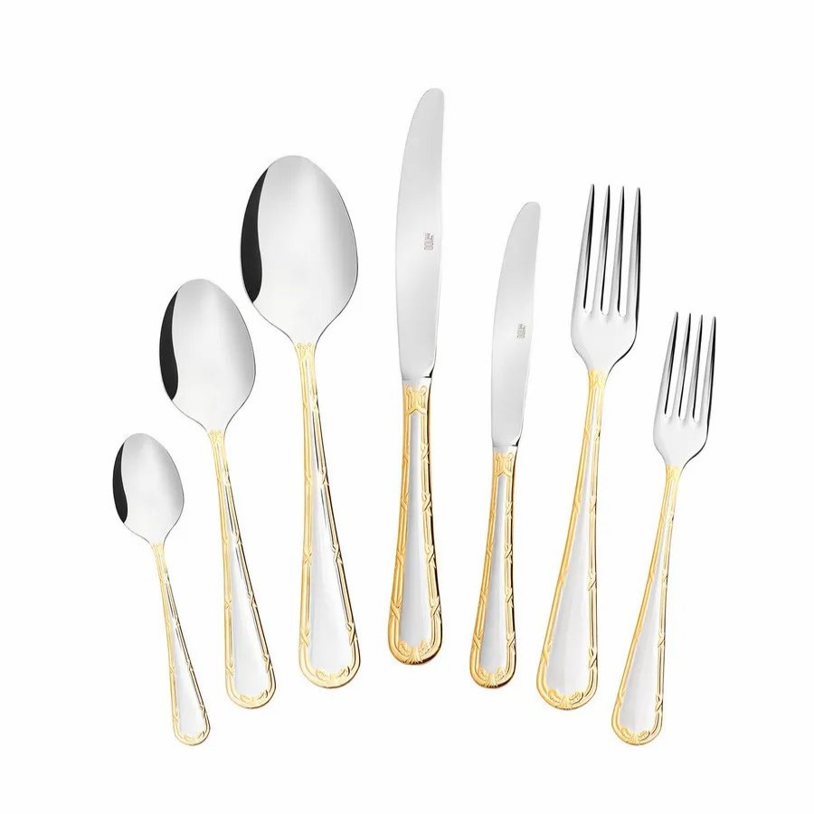 Cutlery Sets | Karaca Karaca 100Th Anniversary Of The Turkish Republic Atay 42 Piece Stainless Steel Cutlery Set For 6 People, Gold Silver