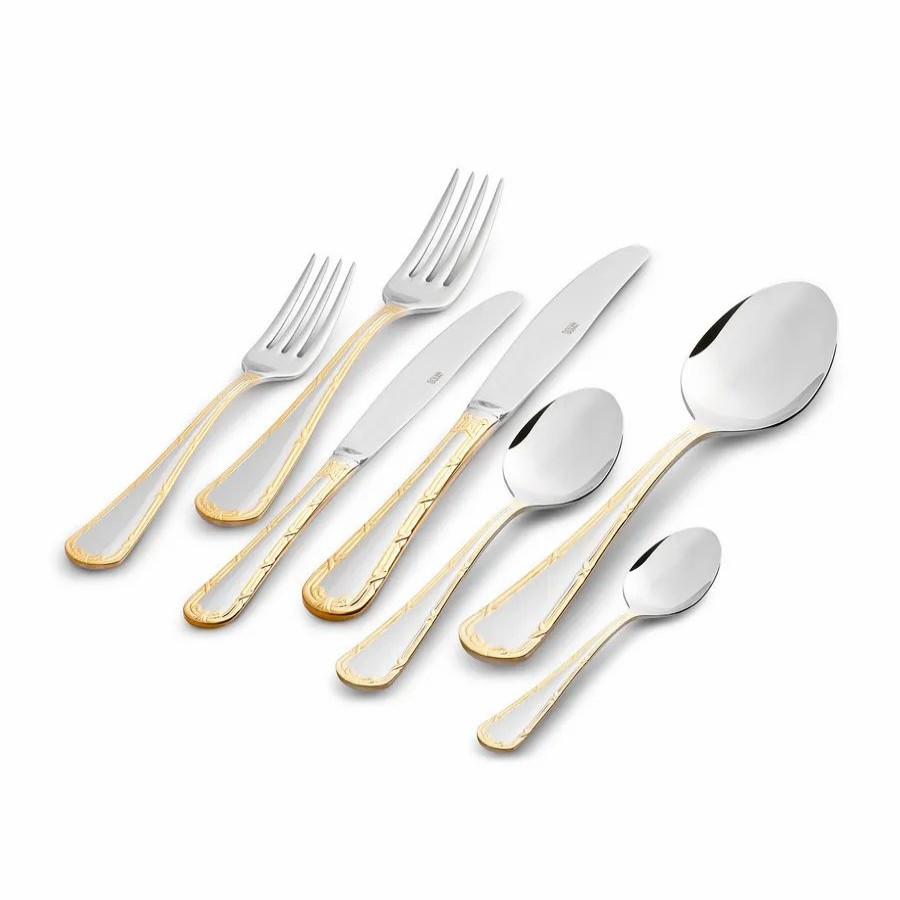 Cutlery Sets | Karaca Karaca 100Th Anniversary Of The Turkish Republic Atay 42 Piece Stainless Steel Cutlery Set For 6 People, Gold Silver