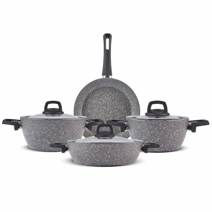 Biogranite Cookware Sets | Karaca Karaca Gris Biogranite 7-Piece Non-Stick Cookware Set, Grey