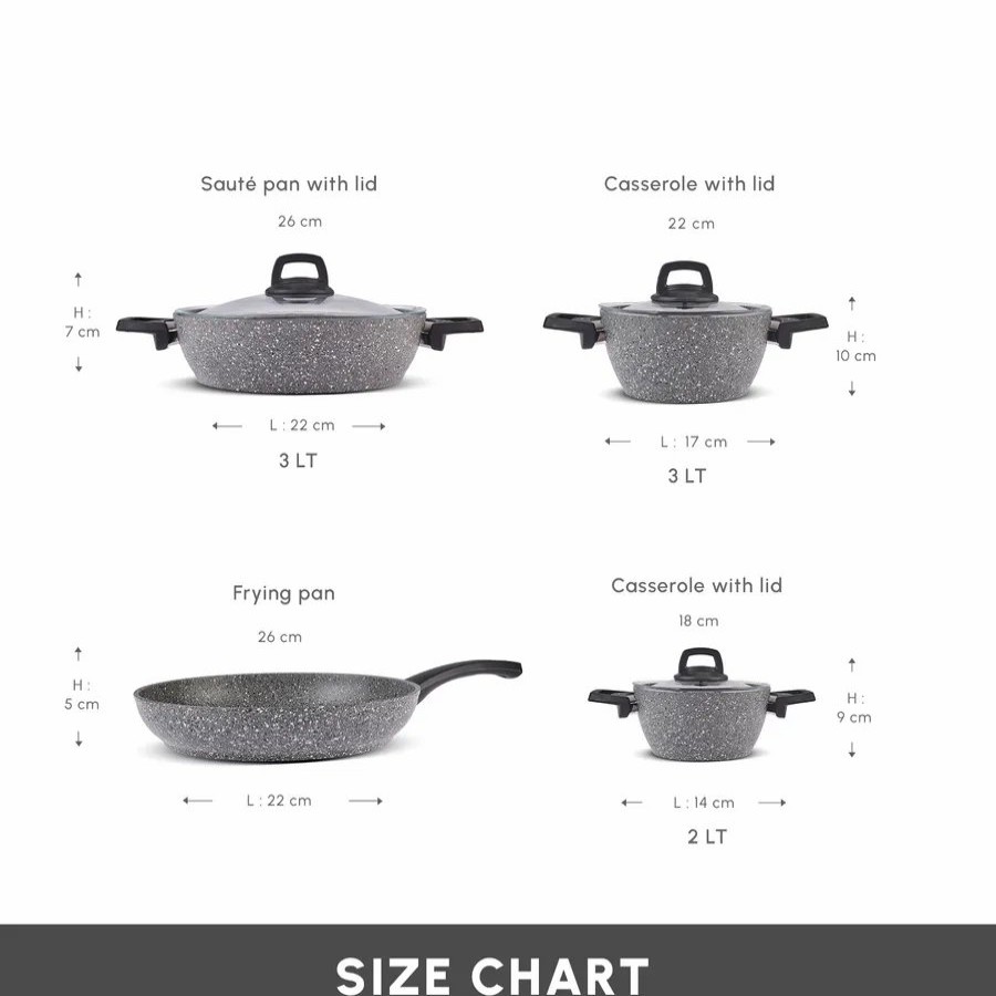 Biogranite Cookware Sets | Karaca Karaca Gris Biogranite 7-Piece Non-Stick Cookware Set, Grey