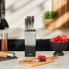 Knife Block Sets | Karaca Karaca Moonlight 5 Piece Square Knife Block Set, Black Grey