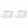 Tea Set | Karaca Karaca Iznik 4 Piece Porcelain Tea Cup And Saucer Set For 2 People, Gold White