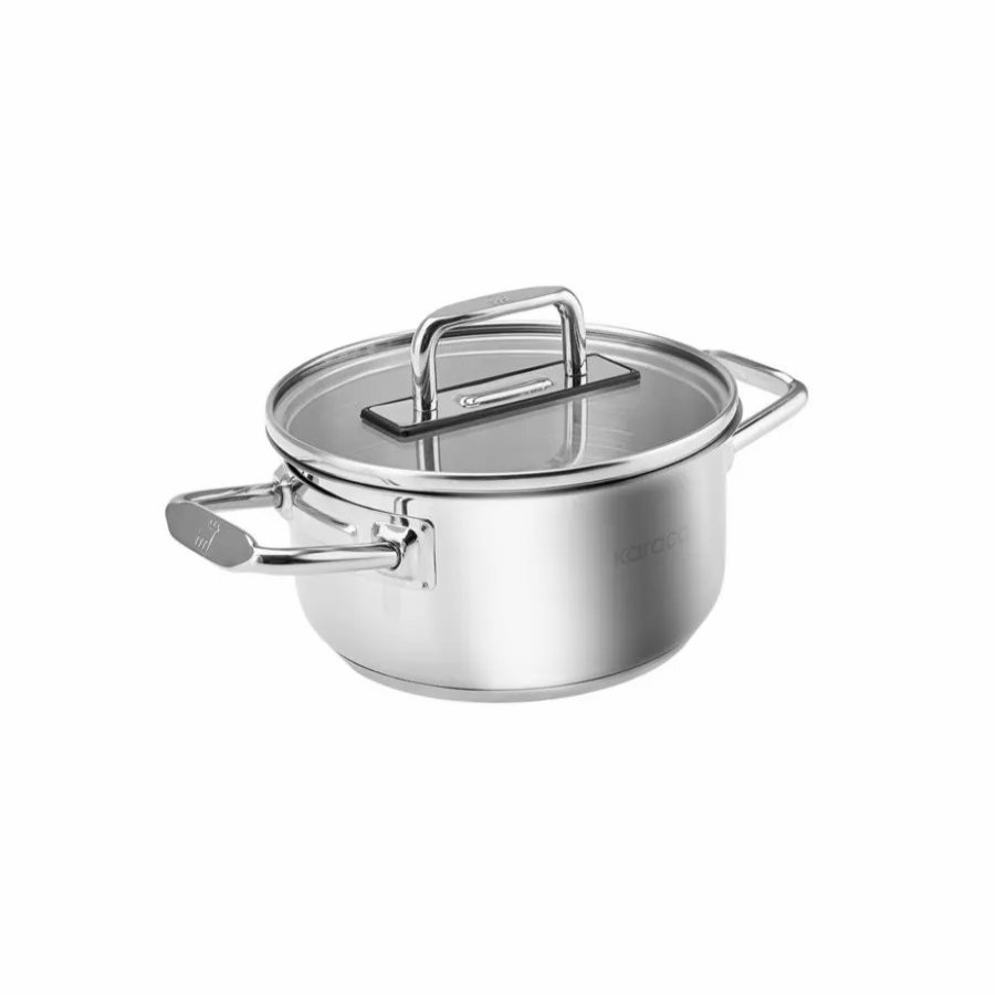 Pots | Karaca Karaca Grace Stainless Steel Induction Stockpot With Lid, 20Cm, Silver