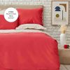 Duvet Cover Sets | Karaca Home Karaca Home Basic 100% Turkish Cotton Duvet Cover Set With Bed Sheet, Double, Red Beige