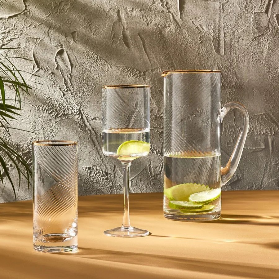 Mixed Glass Sets | Karaca Karaca Ares 25 Piece Glass Set For 12 People, Transparent Gold