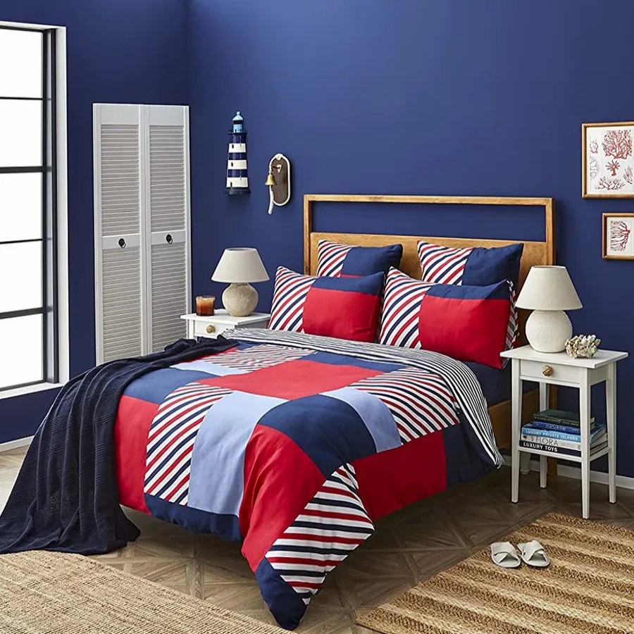 Duvet Cover Sets | Nautica Home Nautica Morris 100% Turkish Cotton Duvet Cover Set, King, 230Cmx220Cm, Navy Blue Multi