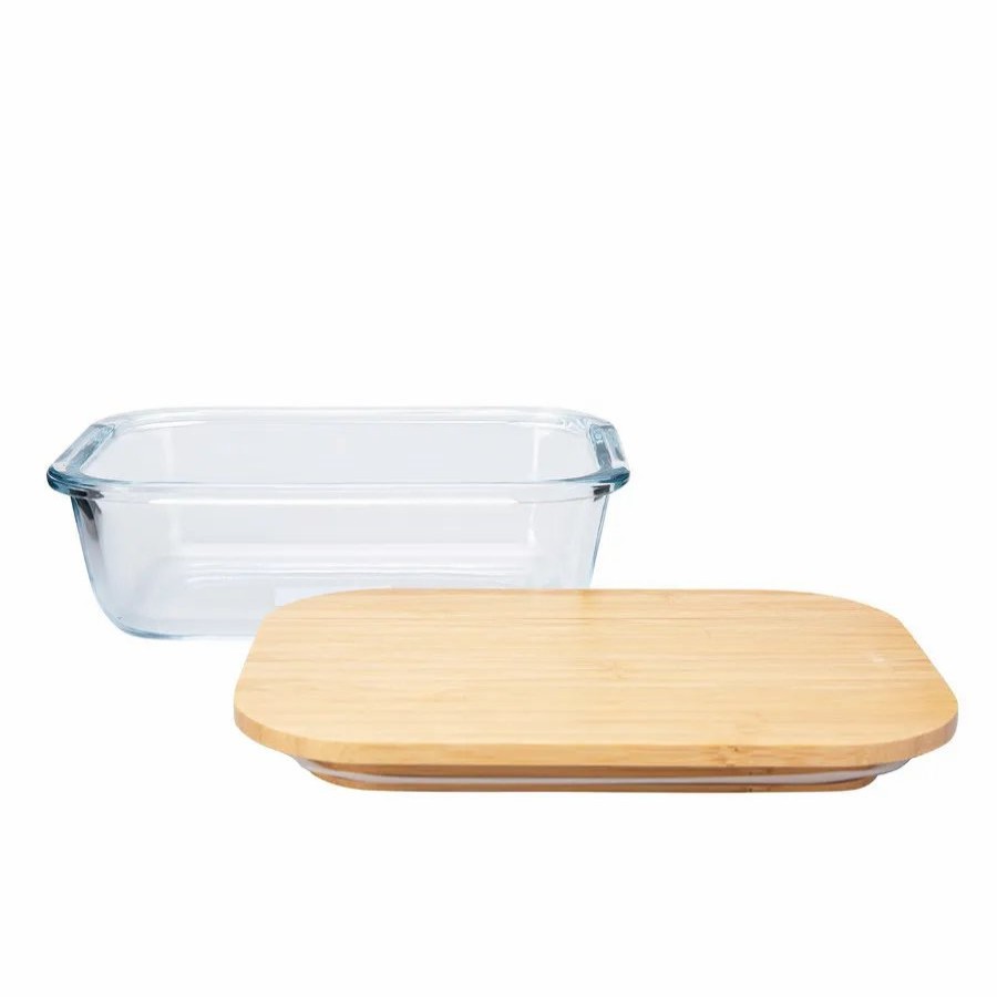 Storage Containers | Karaca Karaca Karya Glass Rectangle Storage Container, 640Ml, Wood Transparent