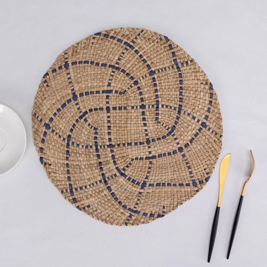 Placemats | Karaca Home Karaca Home Wilton Placemat Set, 2 Piece, 38Cm, Straw Navy Blue