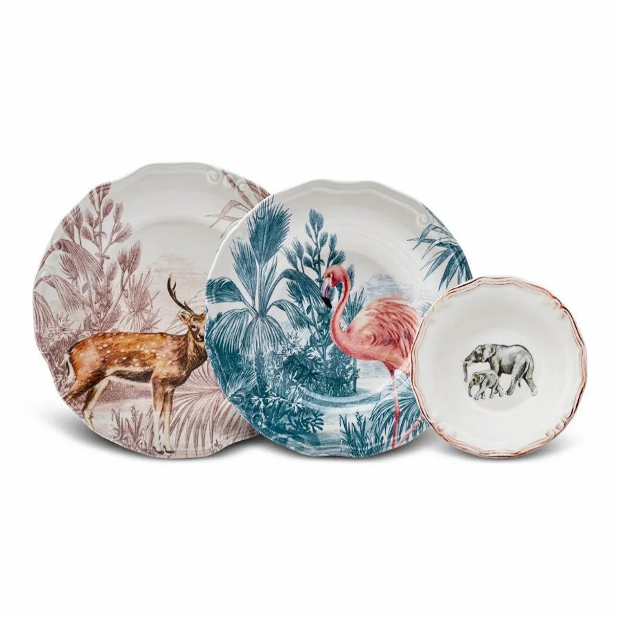 Porcelain Dinner Sets | Karaca Karaca Jungle 18-Piece Ceramic Dinner Set For 6 People, Multi