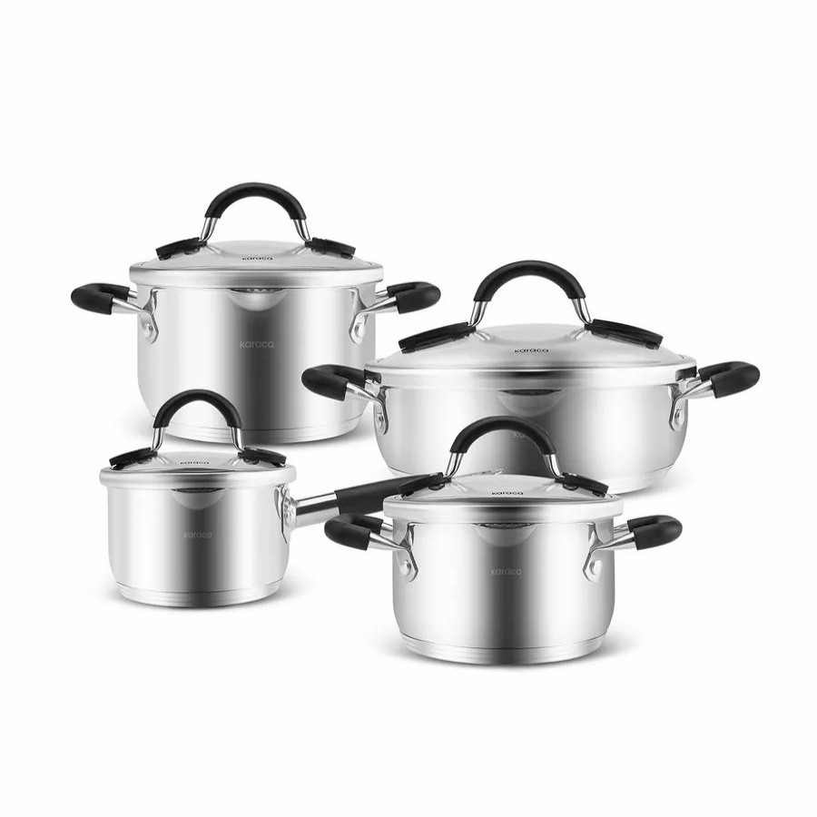 Induction Cookware | Karaca Karaca Kaarl 8-Piece Stainless Steel Induction Cookware Set, Anthracite Silver