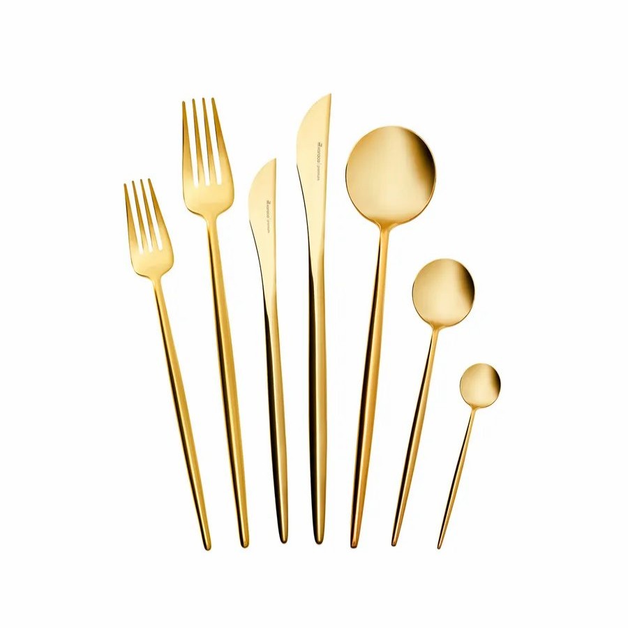 Cutlery Sets | Karaca Karaca Jupiter 84 Piece Stainless Steel Cutlery Set For 12 People, Matte Gold