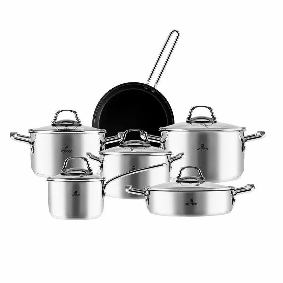 Stainless Steel Cookware Sets | Karaca Karaca Sophia 11-Piece Stainless Steel Cookware Set, Silver