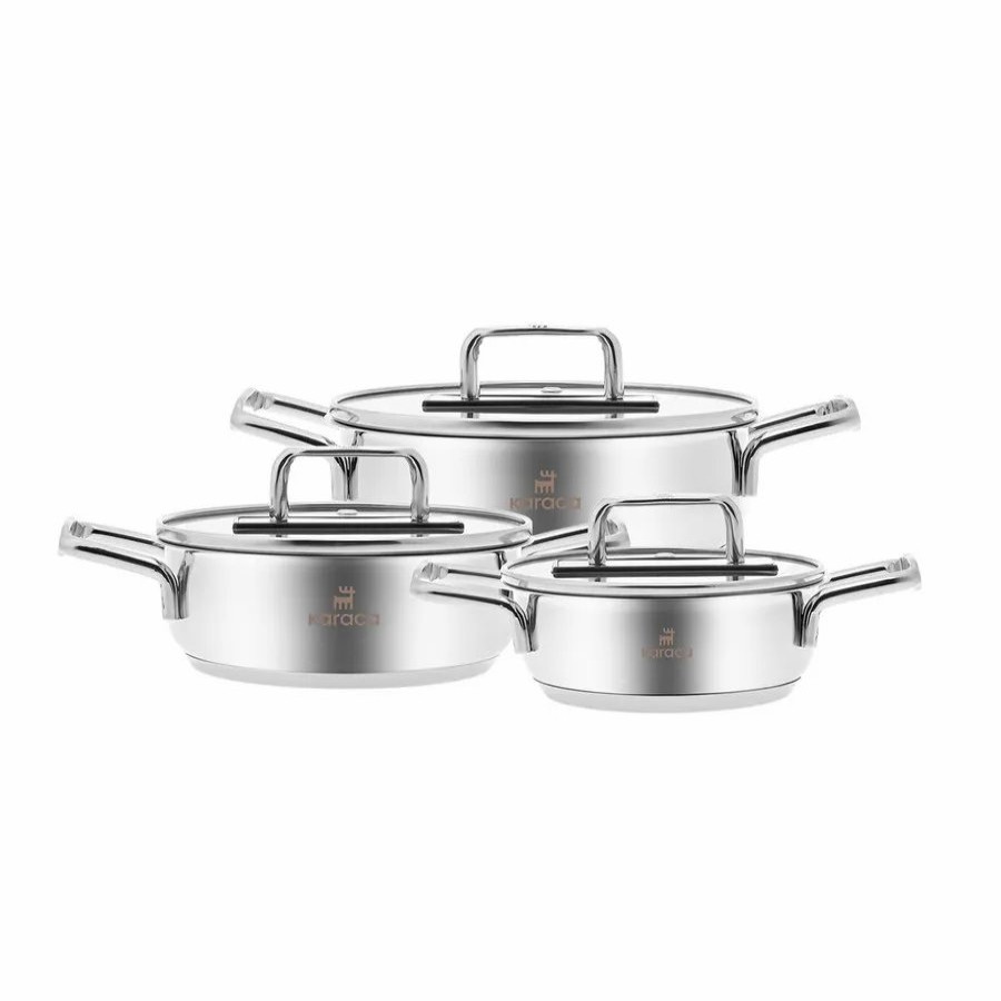 Induction Cookware | Karaca Karaca Arya 3-Piece Stainless Steel Induction Cookware Set, Silver